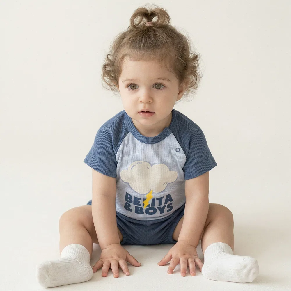 Детский комплект из футболки и шорт "Baby Cloud Color Block Waffle" синий от Belita&Boys