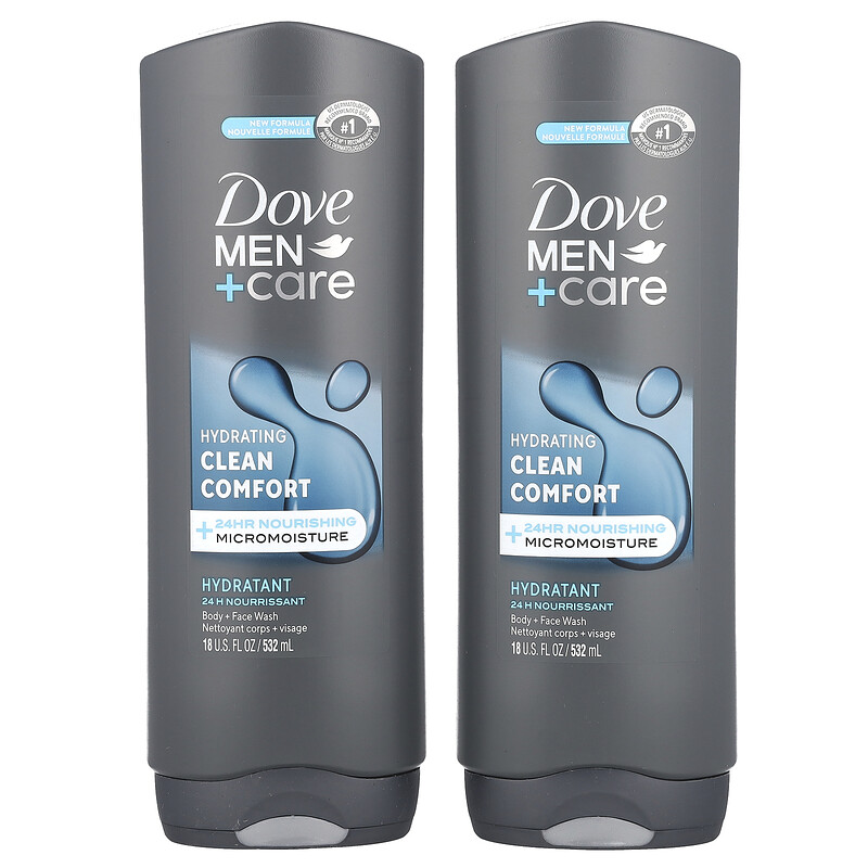 

Dove, Гель для лица и тела Men+Care, аромат «Чистый комфорт», 2 шт. по 532 мл