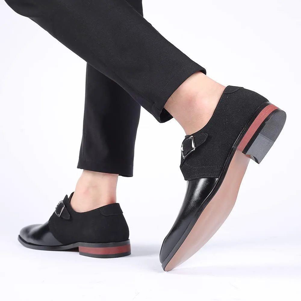 

Мужские лоферы Santimon Monk Strap с ремешком, легко надеваются, кожаные, удобные, легкие, для вождения, формальные, деловые, классические повседневные туфли, черный