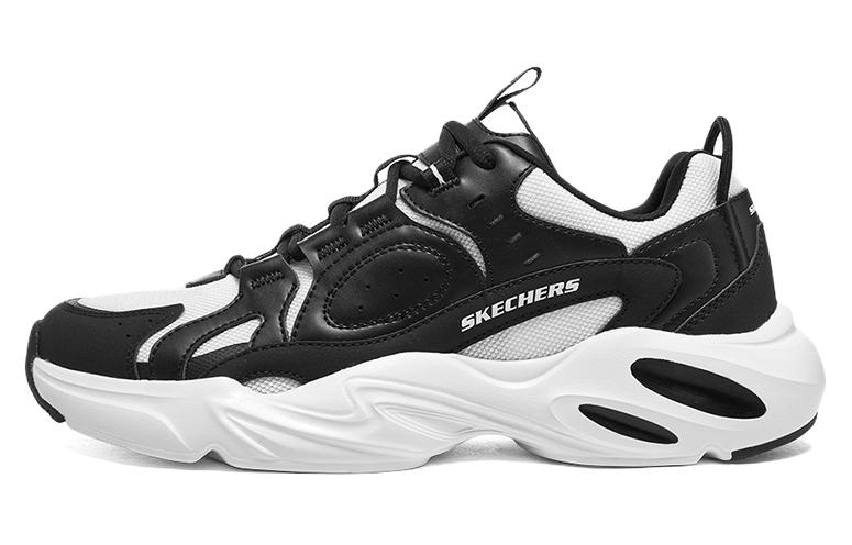 

Skechers Амортизирующие противоскользящие и износостойкие низкие массивные кроссовки мужские черно-белые, цвет Black/White