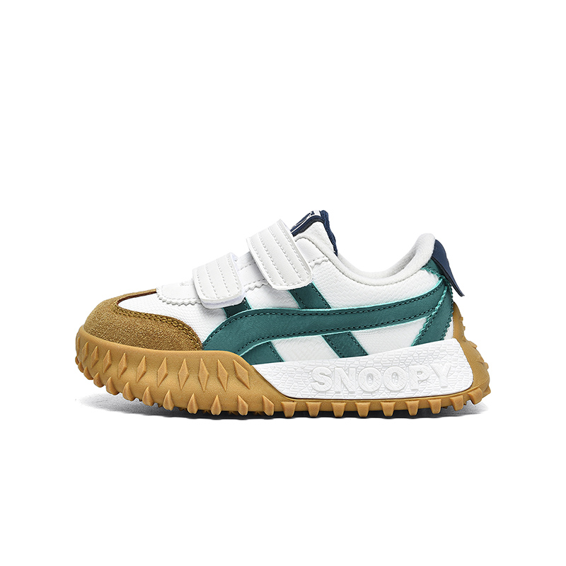 

Исследовательские устойчивые к истиранию противоскользящие низкие детские повседневные кроссовки Kids' SNOOPY, белый/зеленый
