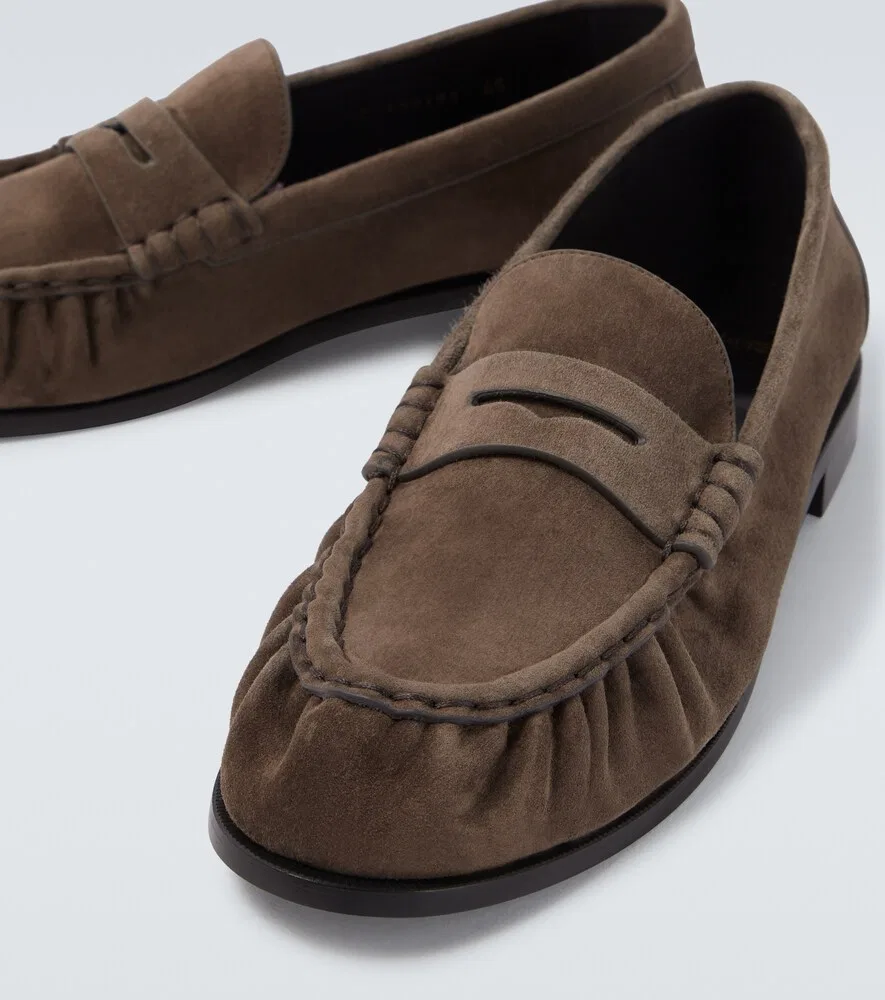 Замшевые лоферы Le Loafer Saint Laurent, коричневый — фото 3