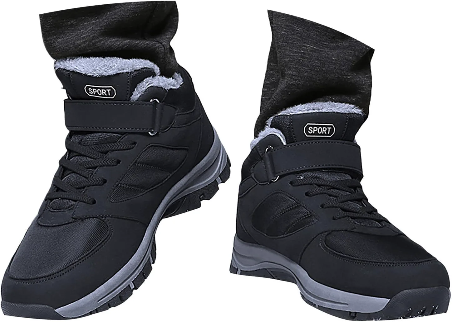 Зимние ботинки JYSwoshoe, утепленные, водонепроницаемые, на шнуровке, черные