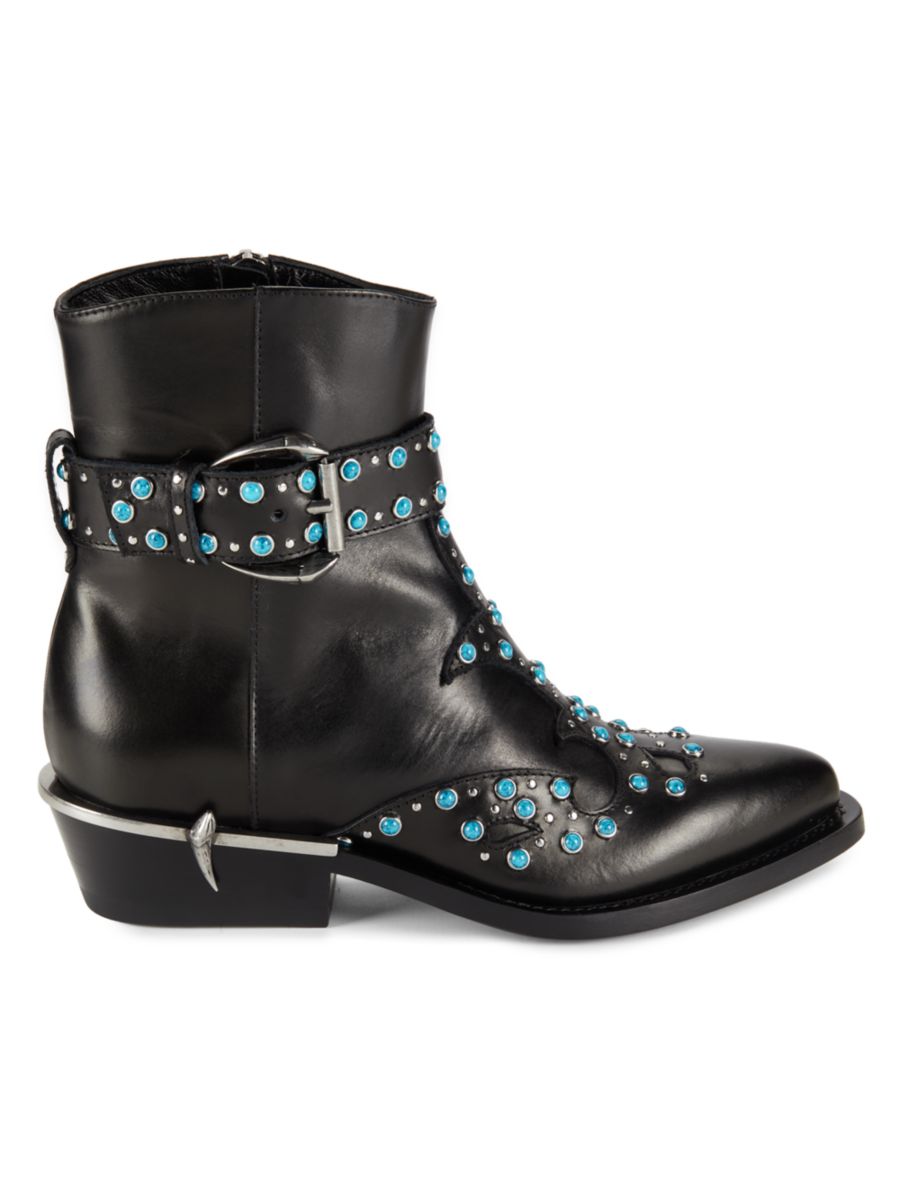 Ботильоны из кожи с отделкой Roberto Cavalli, черный