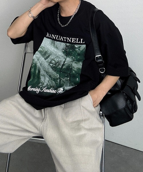 

CREARE -LINO- Футболка унисекс, лен, с принтом, Creare, черный