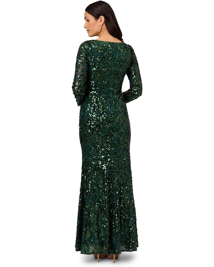 

Платье Adrianna Papell Long Sleeve Sequin & Lace Mermaid Gown, цвет Hunter