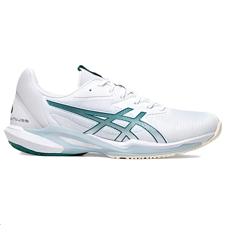 Теннисные кроссовки Solution Speed FF 3 мужские с низким верхом белые/зеленые Asics — фото 2
