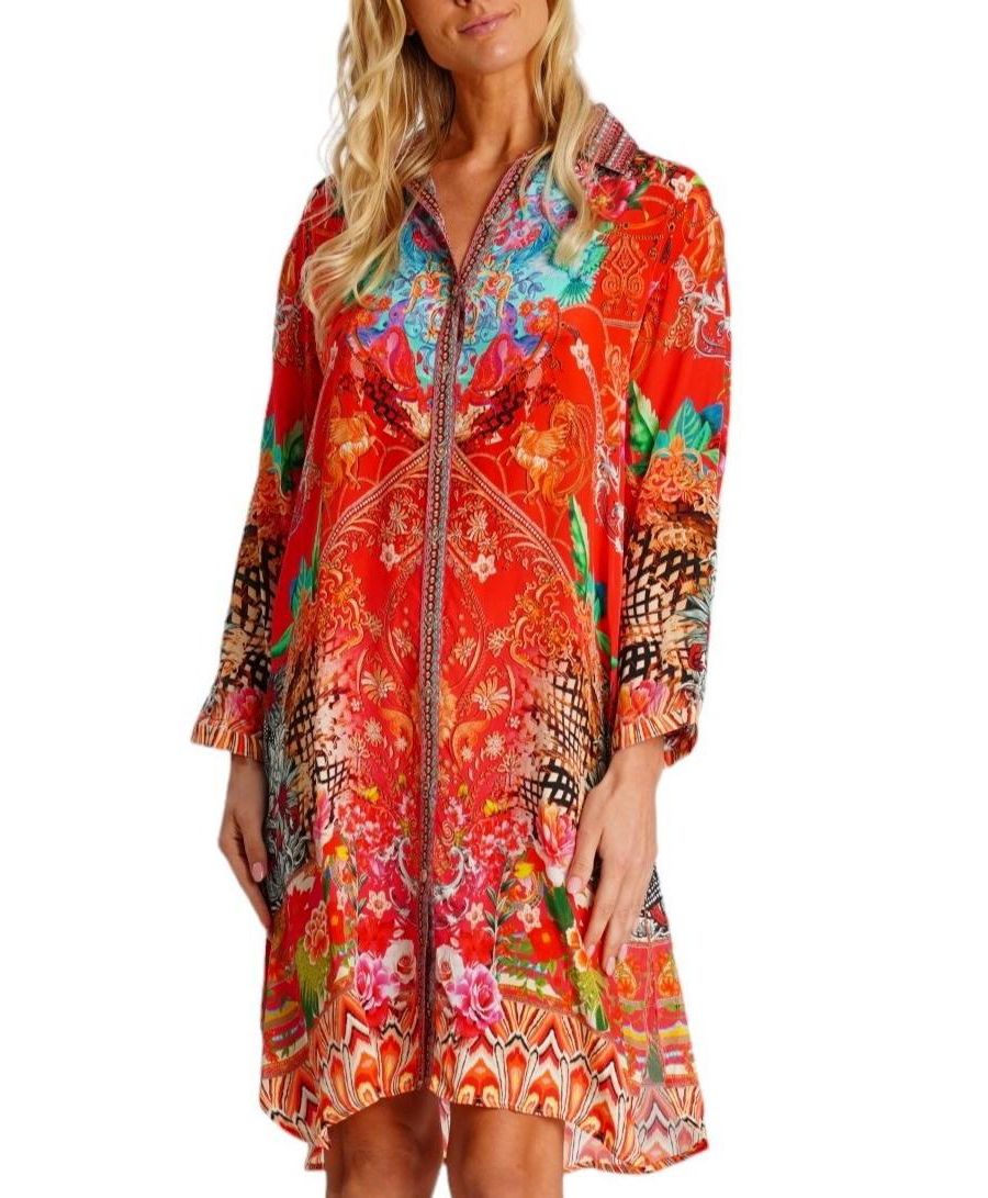 

Летнее платье миди для женщин с воротником, короткими рукавами и боковыми разрезами La Moda Clothing, No Color