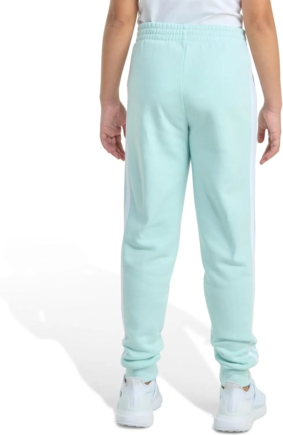 Детские флисовые спортивные брюки Adidas с тремя полосками, Halo Mint — фото 4