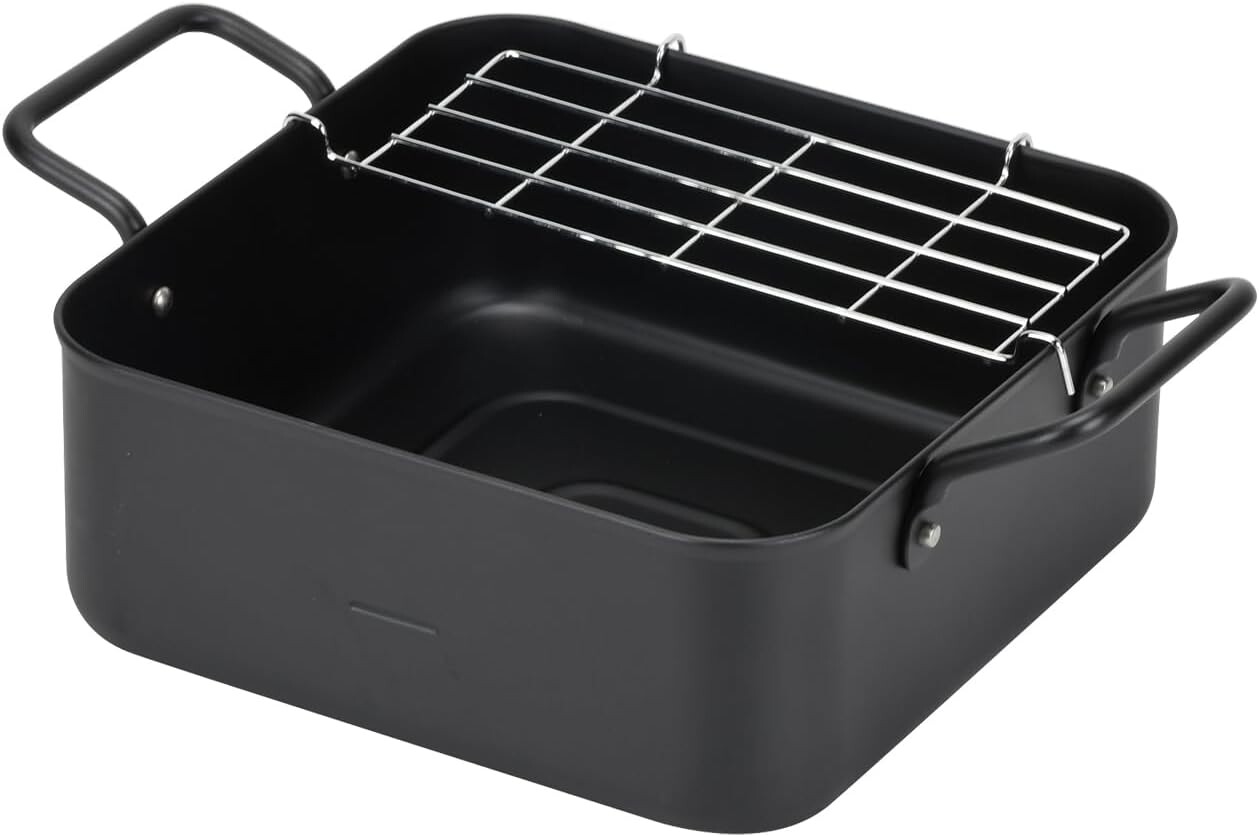 

Кастрюля для темпуры Pearl Metal HC-244, 7,9 дюймов (20 см), квадратная, квадратная, совместима с IH, широко используемая, черная, Ryoiya, Black