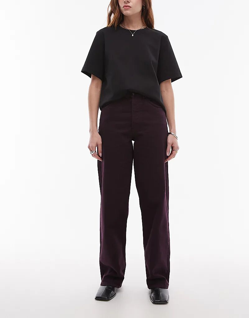 

Джинсы-колонны средней посадки цвета oxblood Topshop