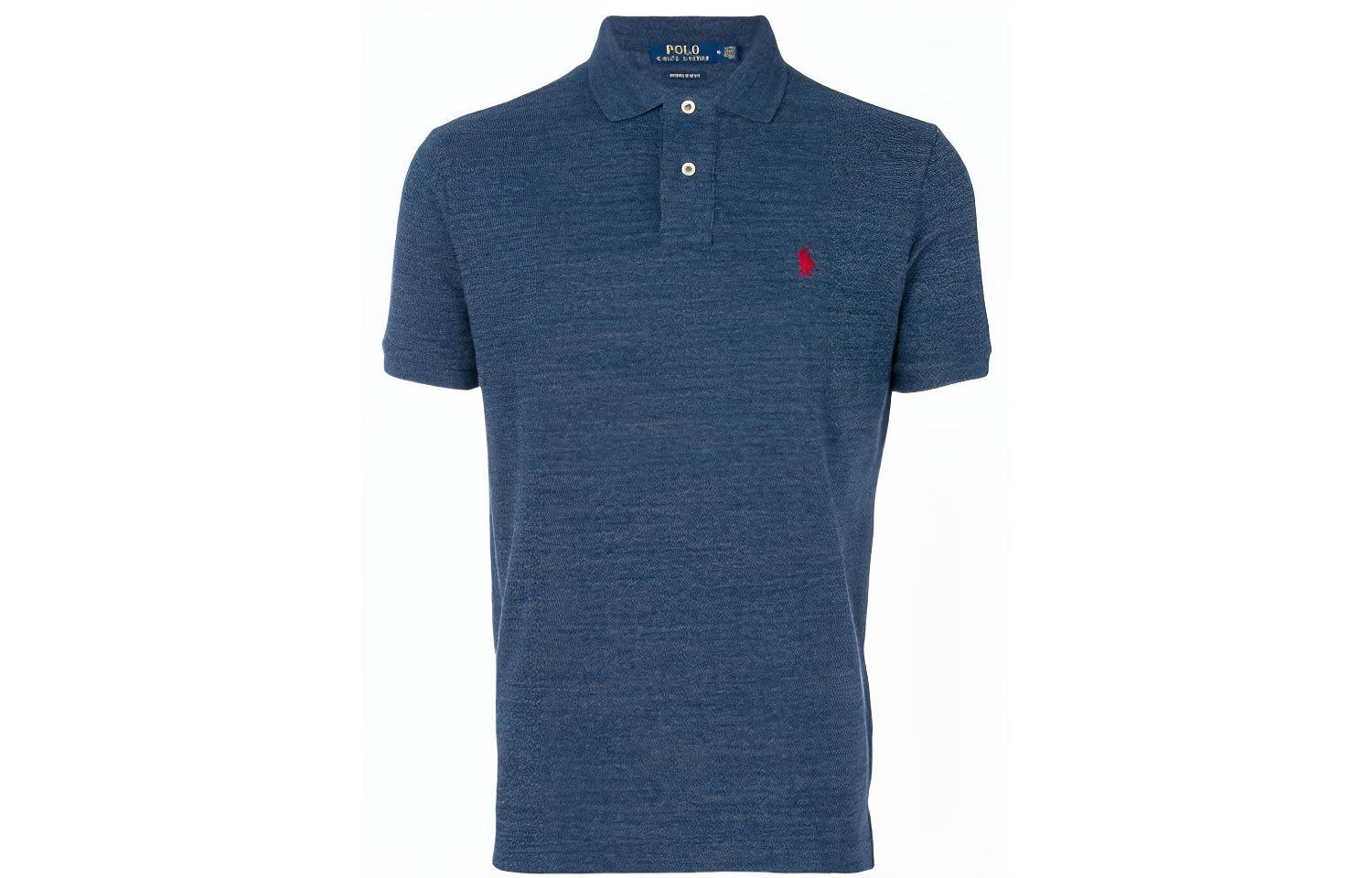 Винтажная футболка с вышитым пони Polo Ralph Lauren, синяя — фото 2