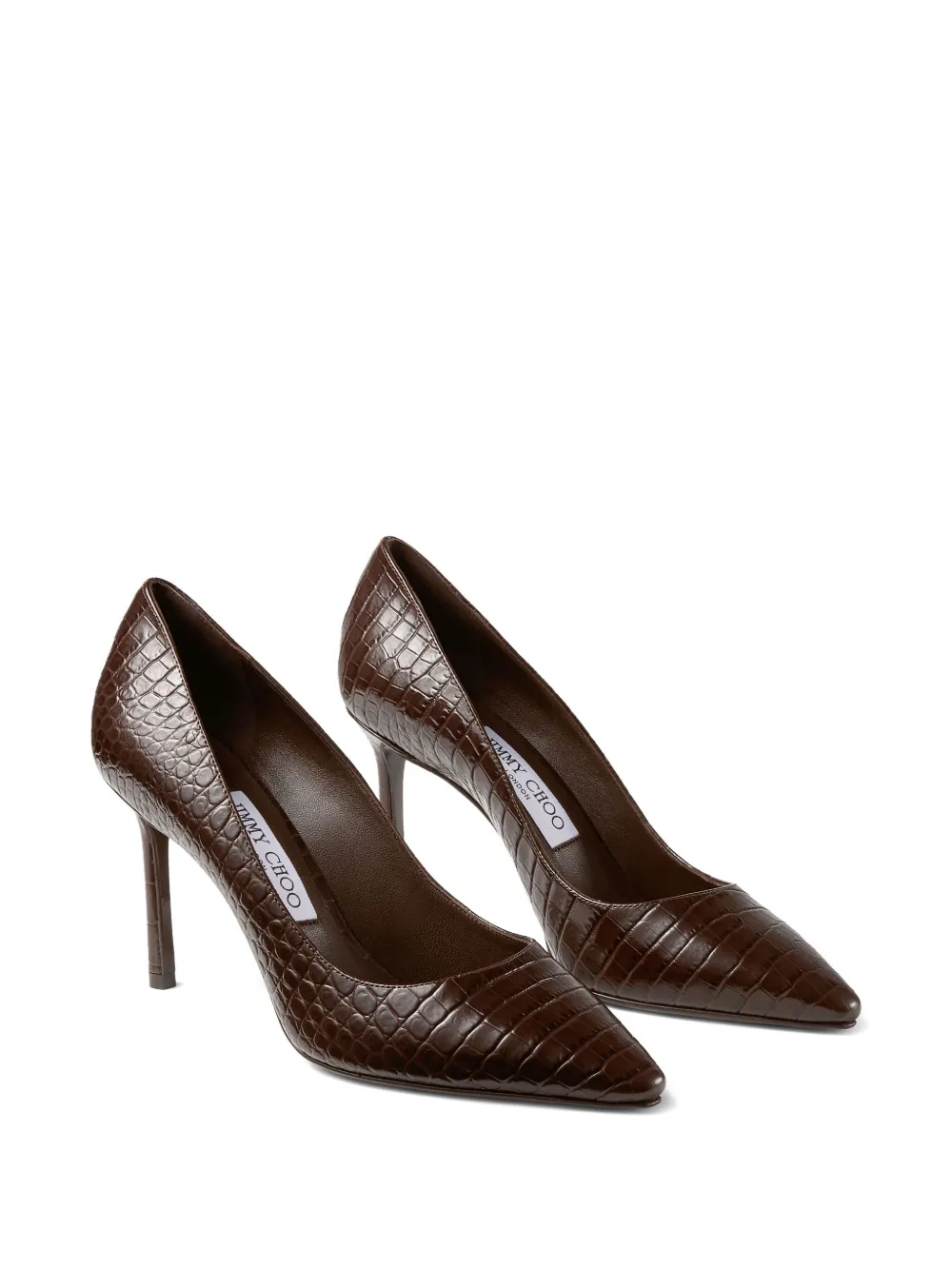 Туфли Romy 85 с тиснением под кожу крокодила JIMMY CHOO, коричневый — фото 2