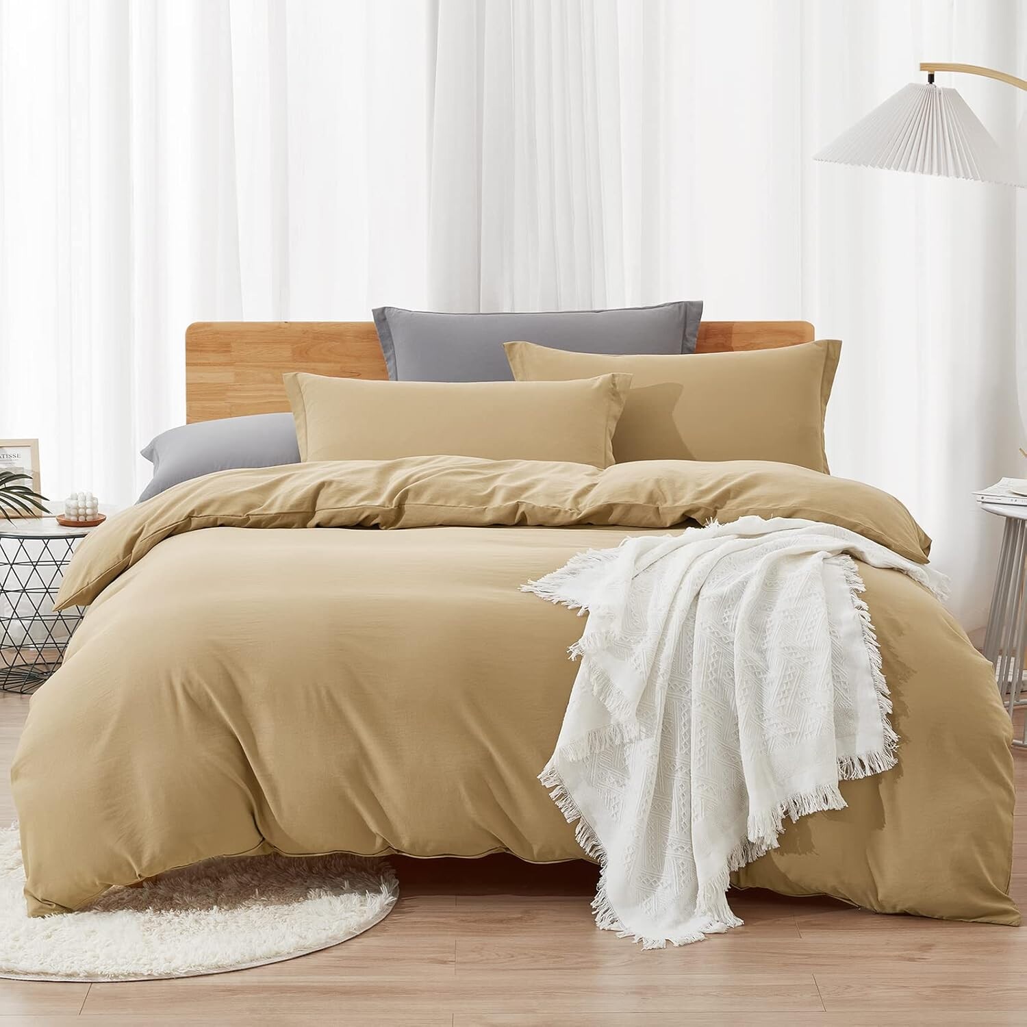 

Пододеяльник Dreaming Wapiti Queen, комплект пододеяльников размера Queen Size светло-хаки из микрофибры, однотонный - мягкий и дышащий, с застежкой-молнией и угловыми завязками (светлый хаки, Queen)