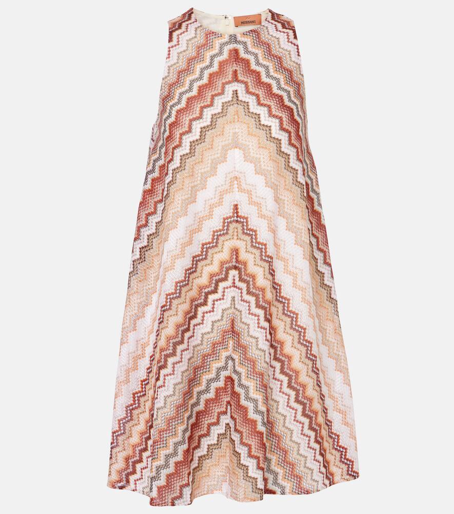 

Вязаное мини-платье зигзаг Missoni, Multi Brown Tones On Light