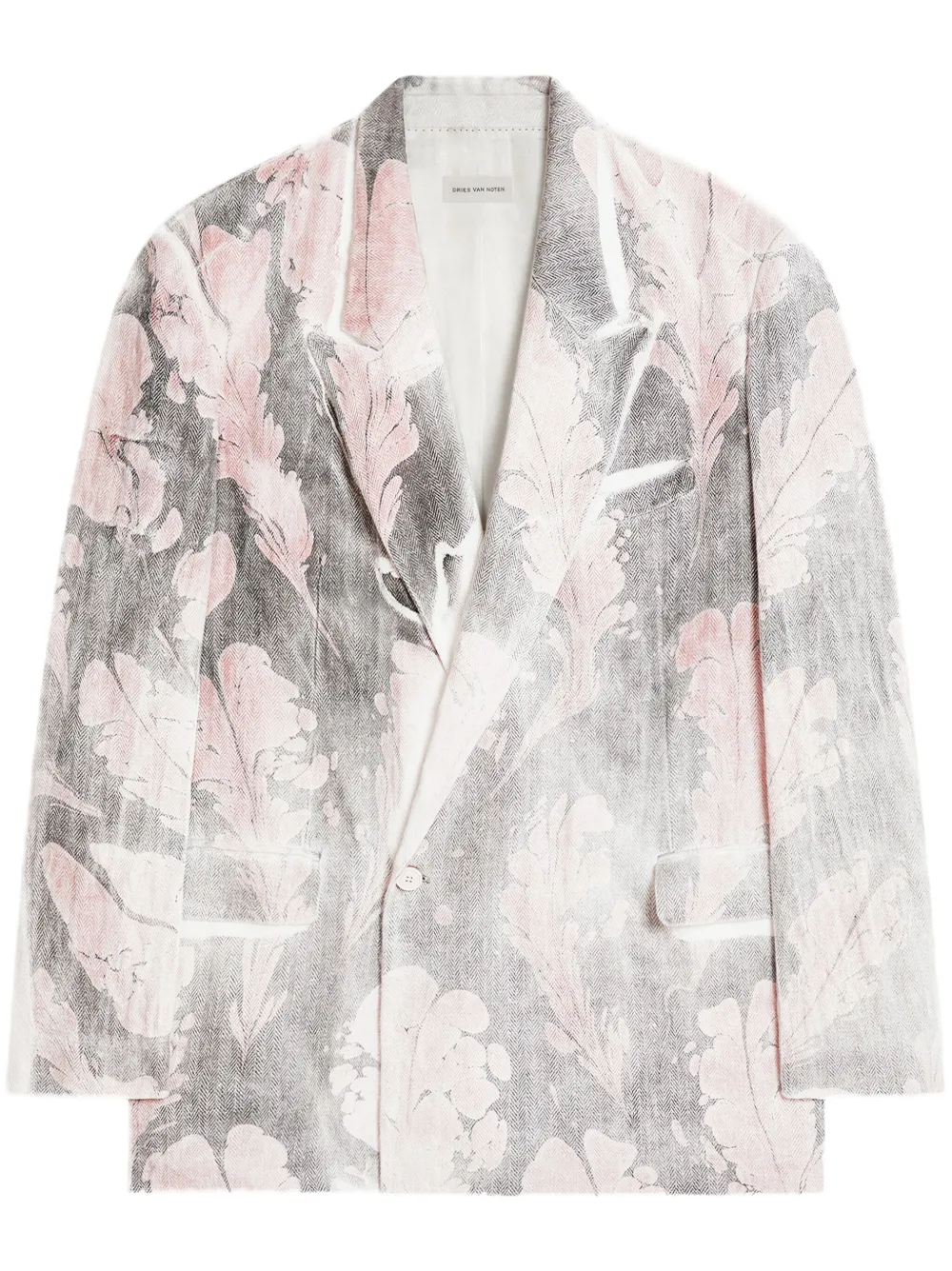 

Двубортный пиджак с принтом DRIES VAN NOTEN, белый