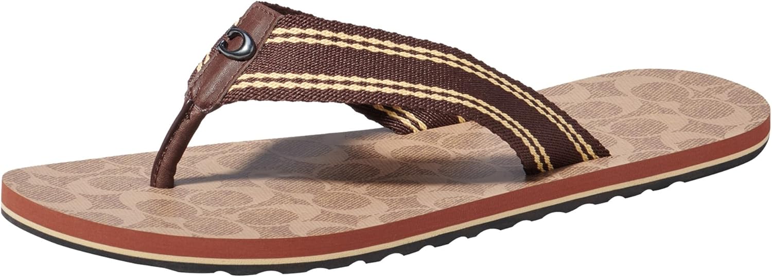 

Мужские вьетнамки Coach с фирменной текстурой, Tan Signature