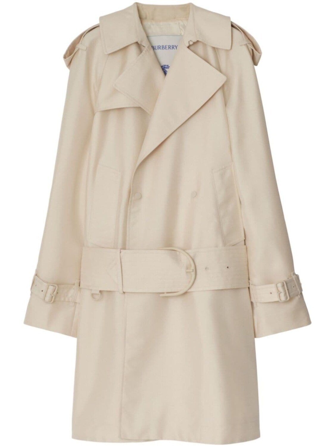 

Burberry короткий двубортный тренч, нейтральный цвет