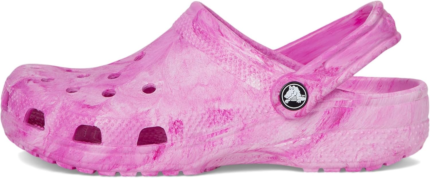 Детские сабо Crocs унисекс, классические, с мраморным рисунком, акварельным рисунком, размер K, розовый — фото 4