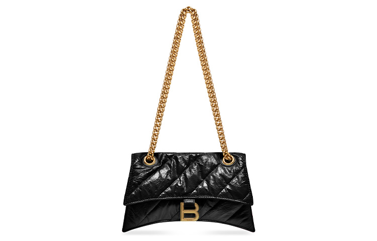 

Balenciaga Женская стеганая сумка-мессенджер Crush Small Chain Bag черного цвета