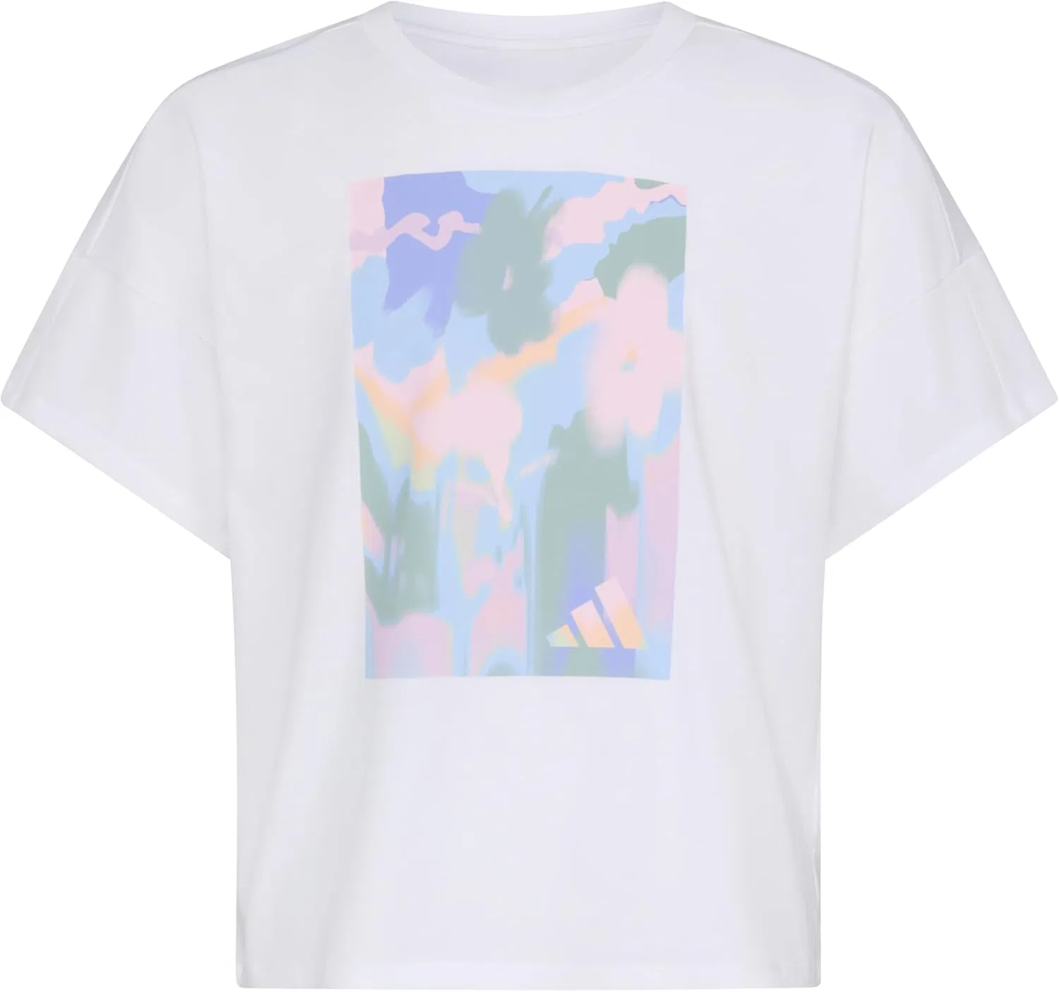 Футболка для девочек adidas с принтом, White/Multi