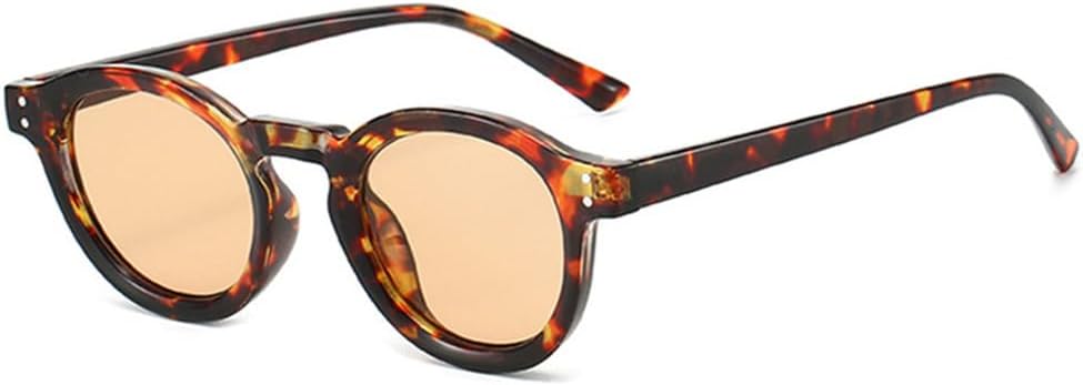 

Солнцезащитные очки UV400 с защитой от УФ-излучения - маленькие круглые очки в стиле панк с прозрачными линзами Ocean для женщин и мужчин, для бега и занятий спортом на открытом воздухе UYPTK, Leopard Champagne