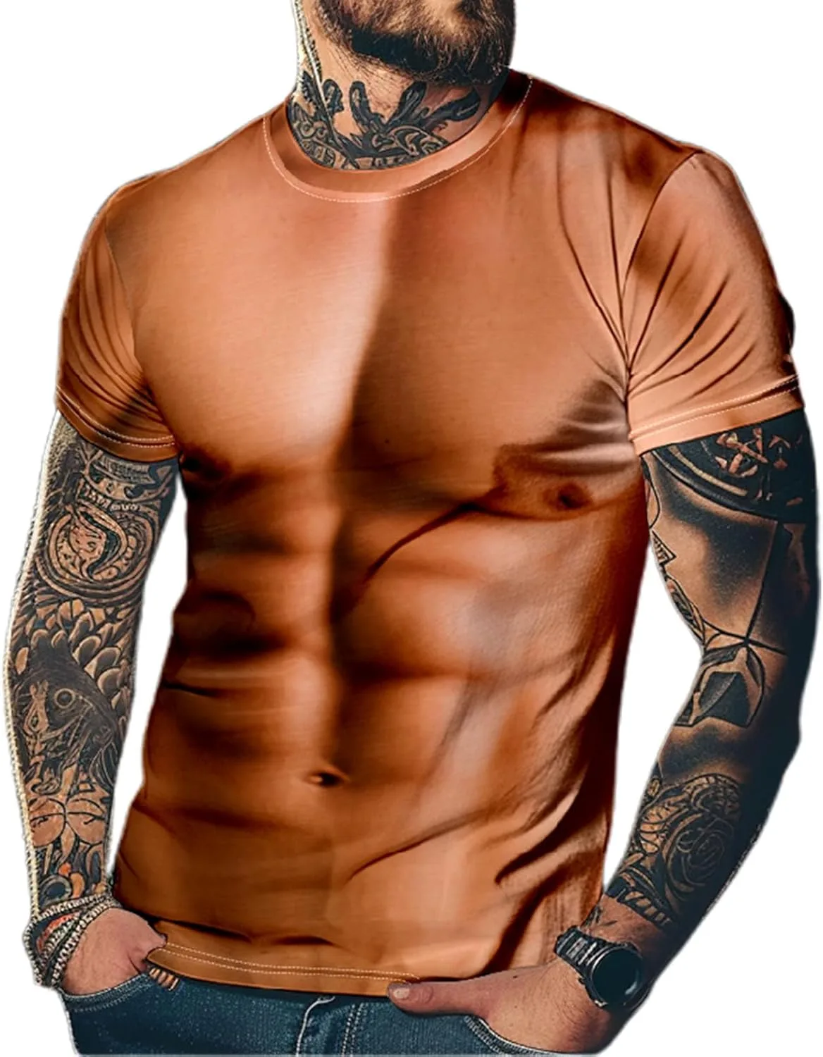 

Футболка с эффектом рельефного пресса для мужчин