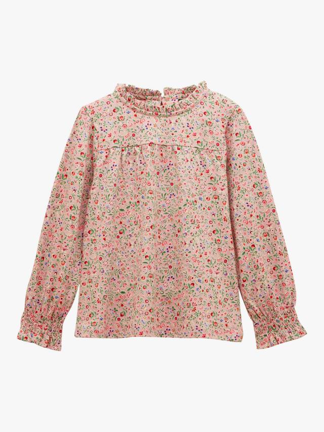 

Детская хлопковая блузка с длинным рукавом в цветочном принте Joules, Red