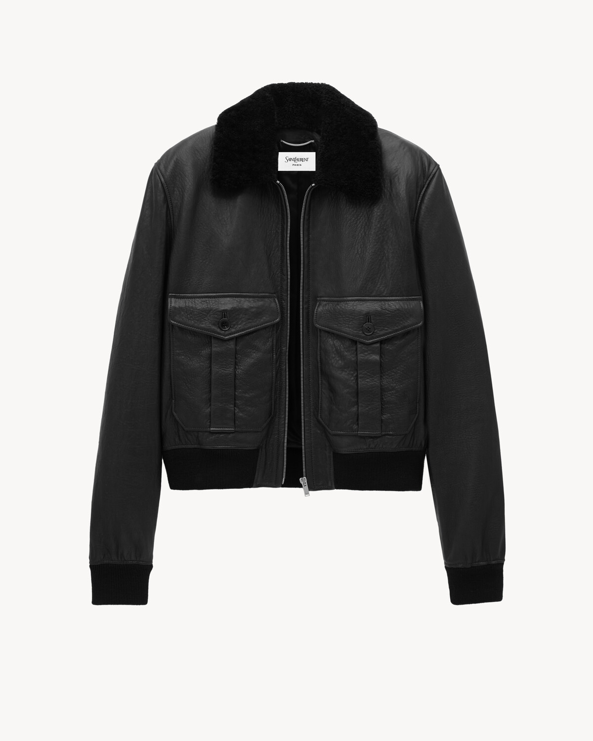 Бомбер из пузырчатой овчины и овчины-шерлинга Saint Laurent, черный — фото 4