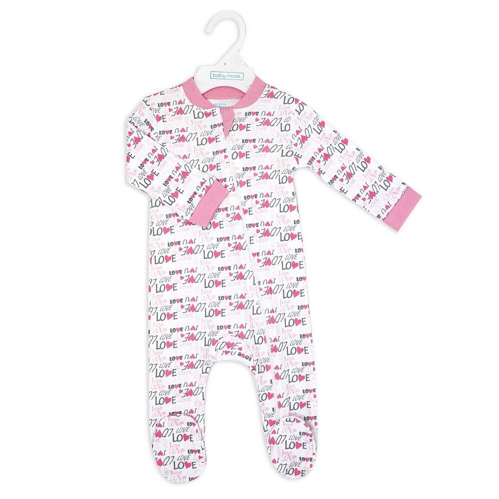 Комплект из 2 футболок для маленьких девочек на молнии, Pink Bunnies And Love Baby Mode, розовый — фото 3