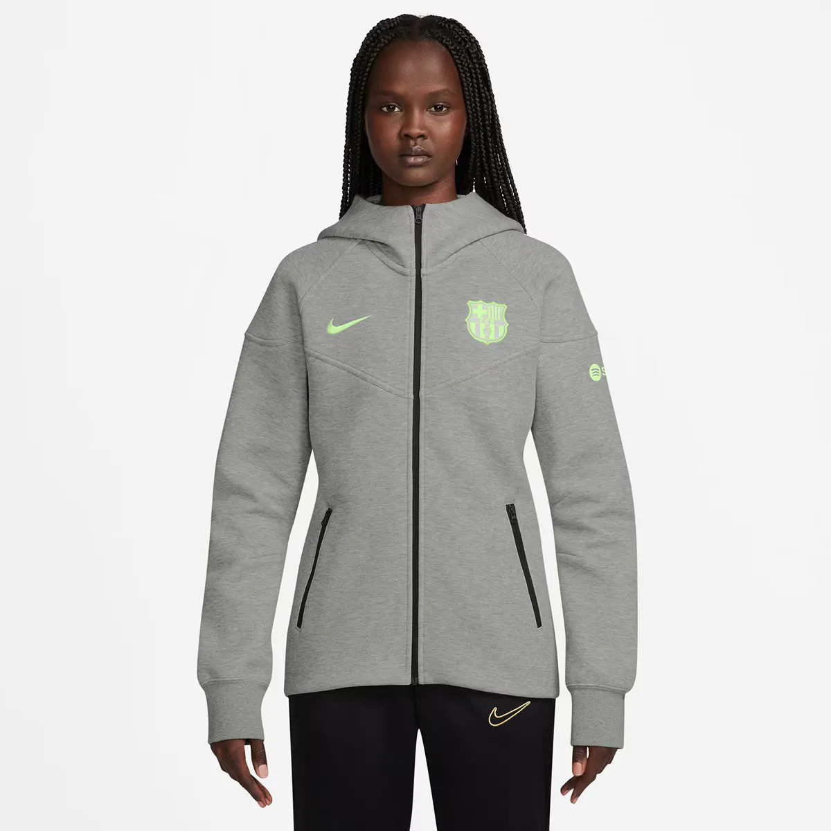 

ФК Барселона Женская куртка 2024-2025 Tech Fleece Windrunner Nike, серый