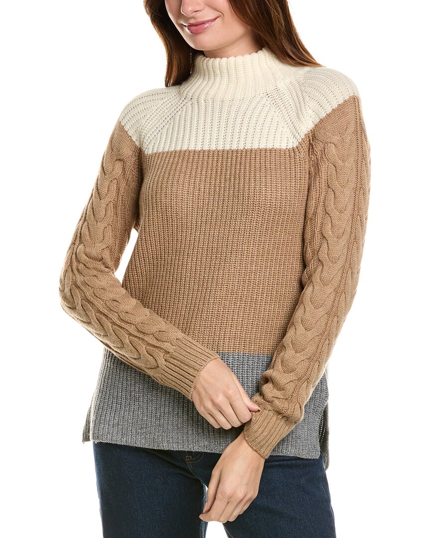 

Свитер Forte Cashmere Colorblocked с воротником-стойкой из смеси шерсти и кашемира, белый