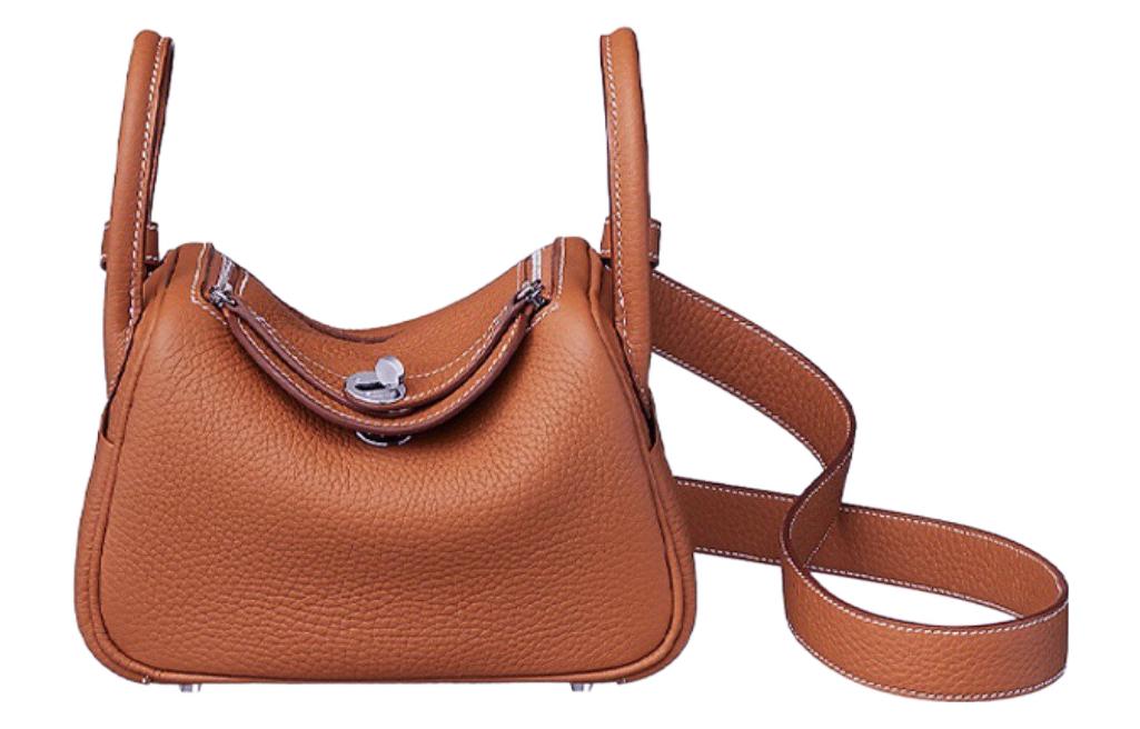 

Hermes Кожаная сумка Lindy Clemence Bullock, сумка через плечо, мини-сумка для женщин, размер 6C, медно-красный