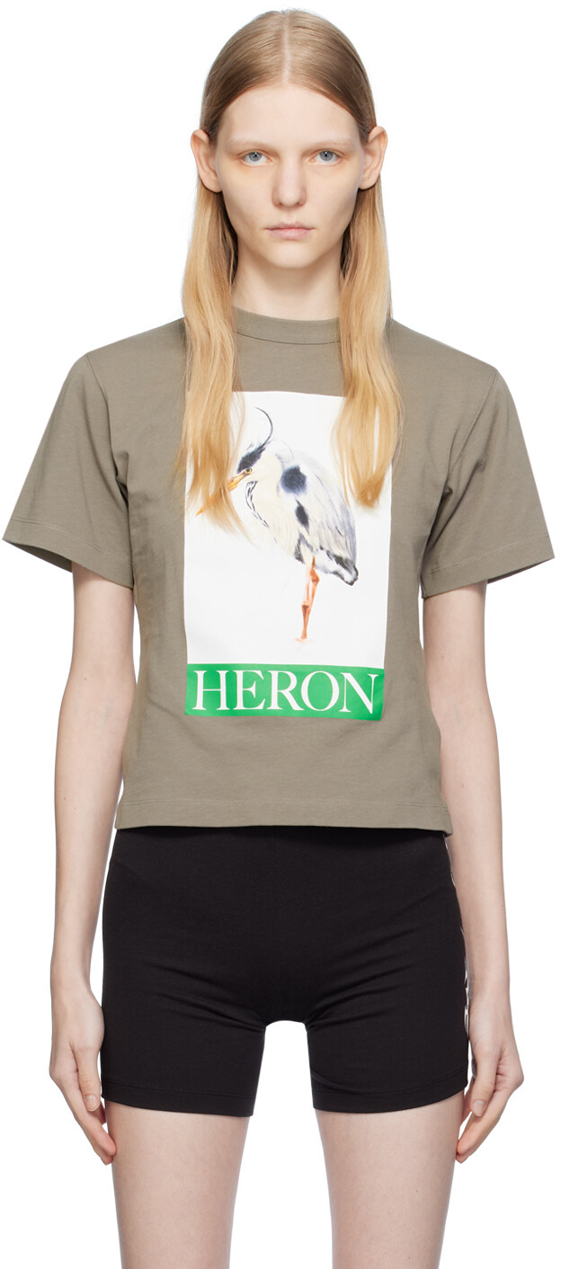 

Серая футболка с графическим рисунком Heron Preston, Серый, Серая футболка с графическим рисунком Heron Preston
