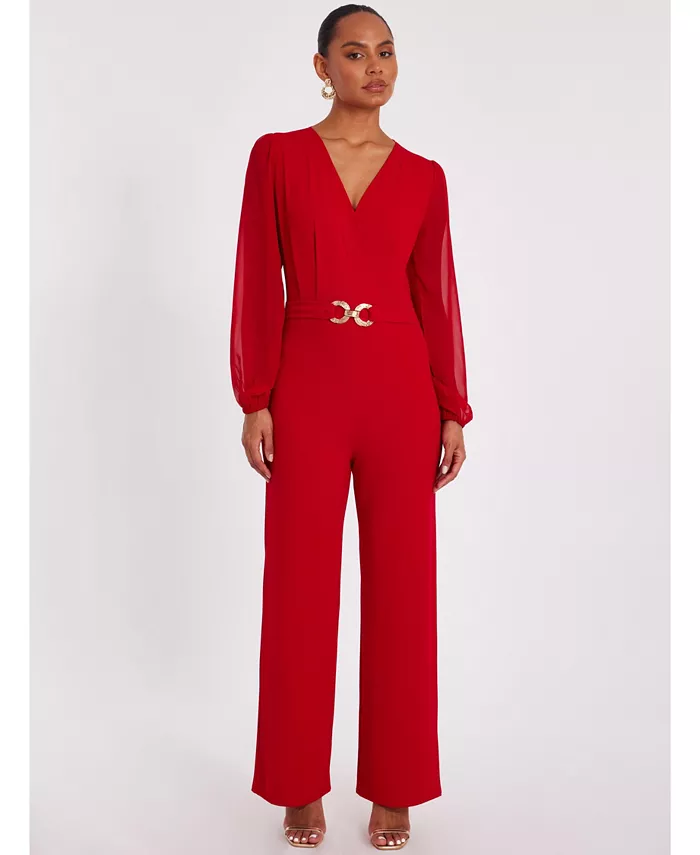 

Женский комбинезон палаццо с застежкой шифон Quiz, красный