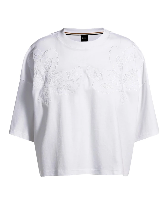 

Вышитая хлопковая футболка enesse белая Hugo, белый