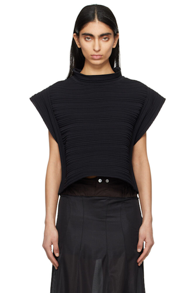 

Черный февральский креповый трикотажный топ PLEATS PLEASE ISSEY MIYAKE