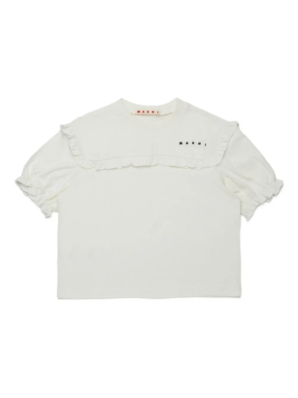 

Футболка с вышитым логотипом Marni Kids, белый