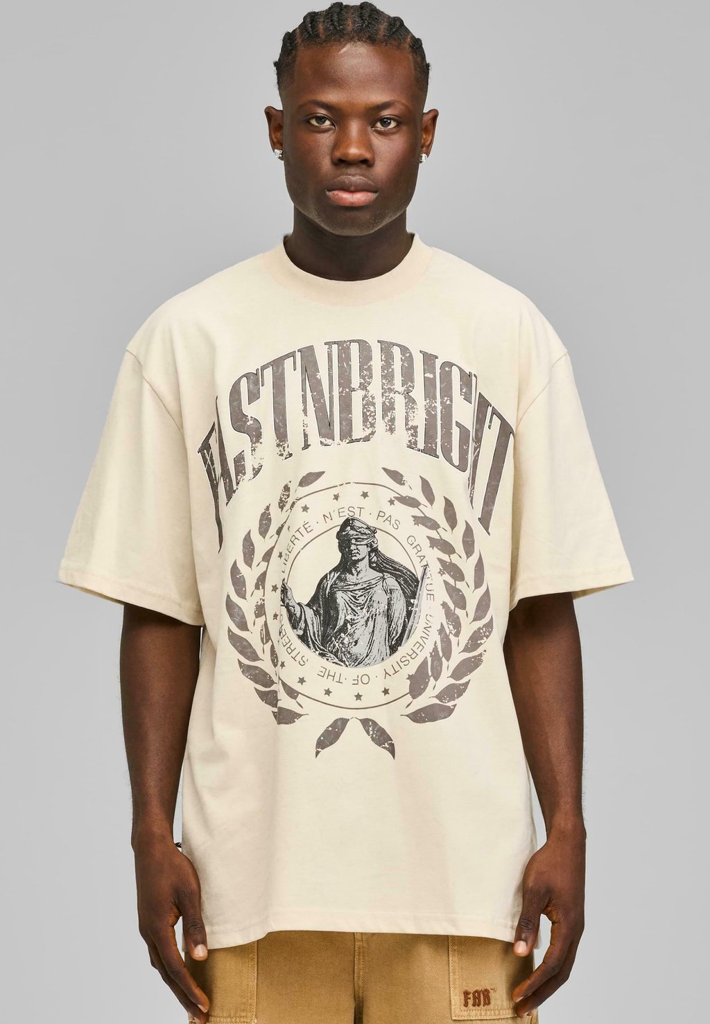 

Футболка с принтом JUSTICE TEE Fast and Bright, бежевый