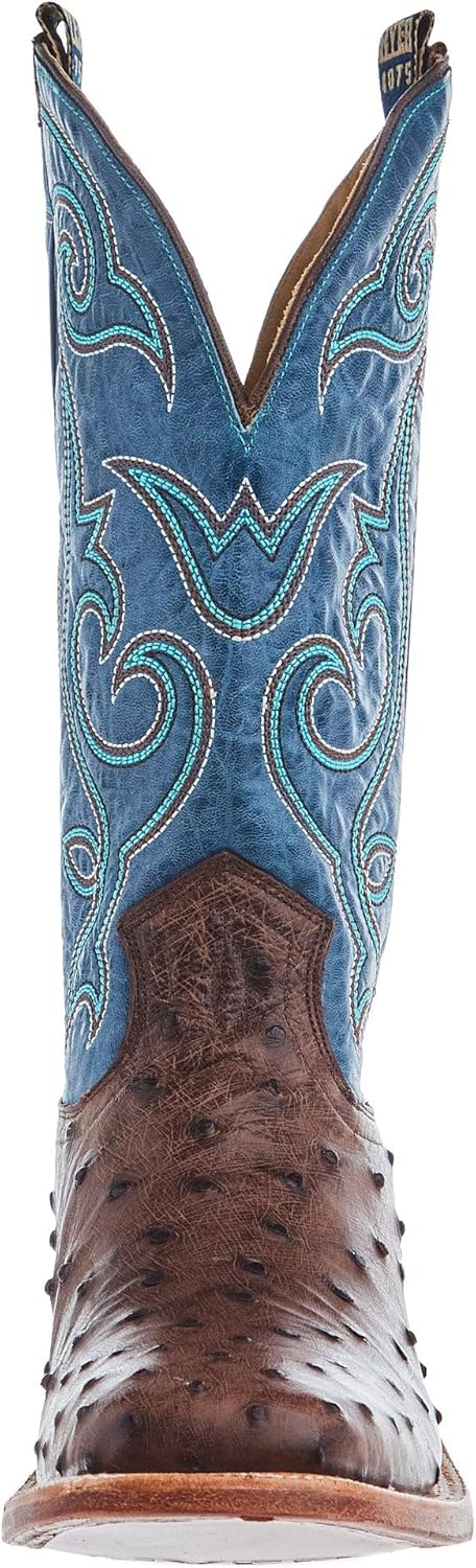Ковбойские сапоги Hyer Mens Jetmore Tobacco FQ Ostrich 13 с синим верхом из винтажной козьей кожи — фото 4