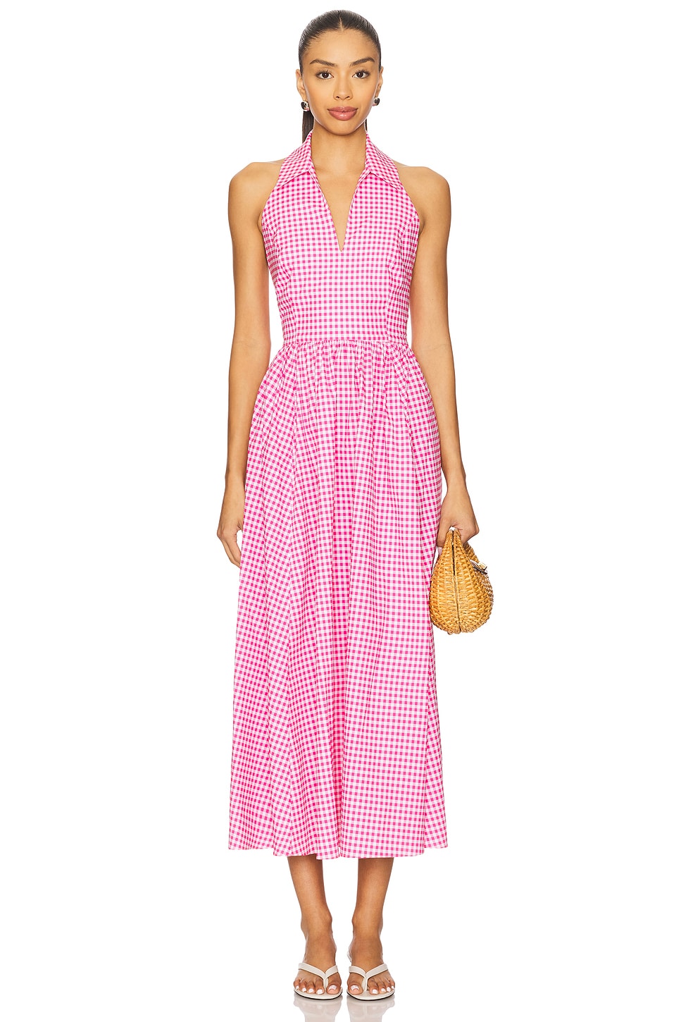 

Платье миди Aya Caroline Constas, fuschia purple gingham