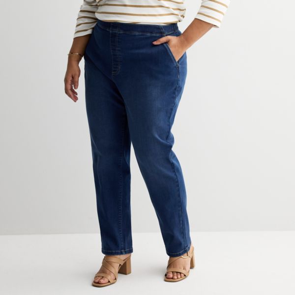 

Классические джинсы на резинке больших размеров Croft & Barrow, цвет medium wash