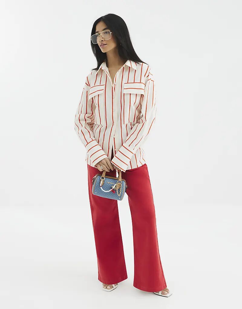 

Джинсы широкие с карманами спереди, красного цвета River Island
