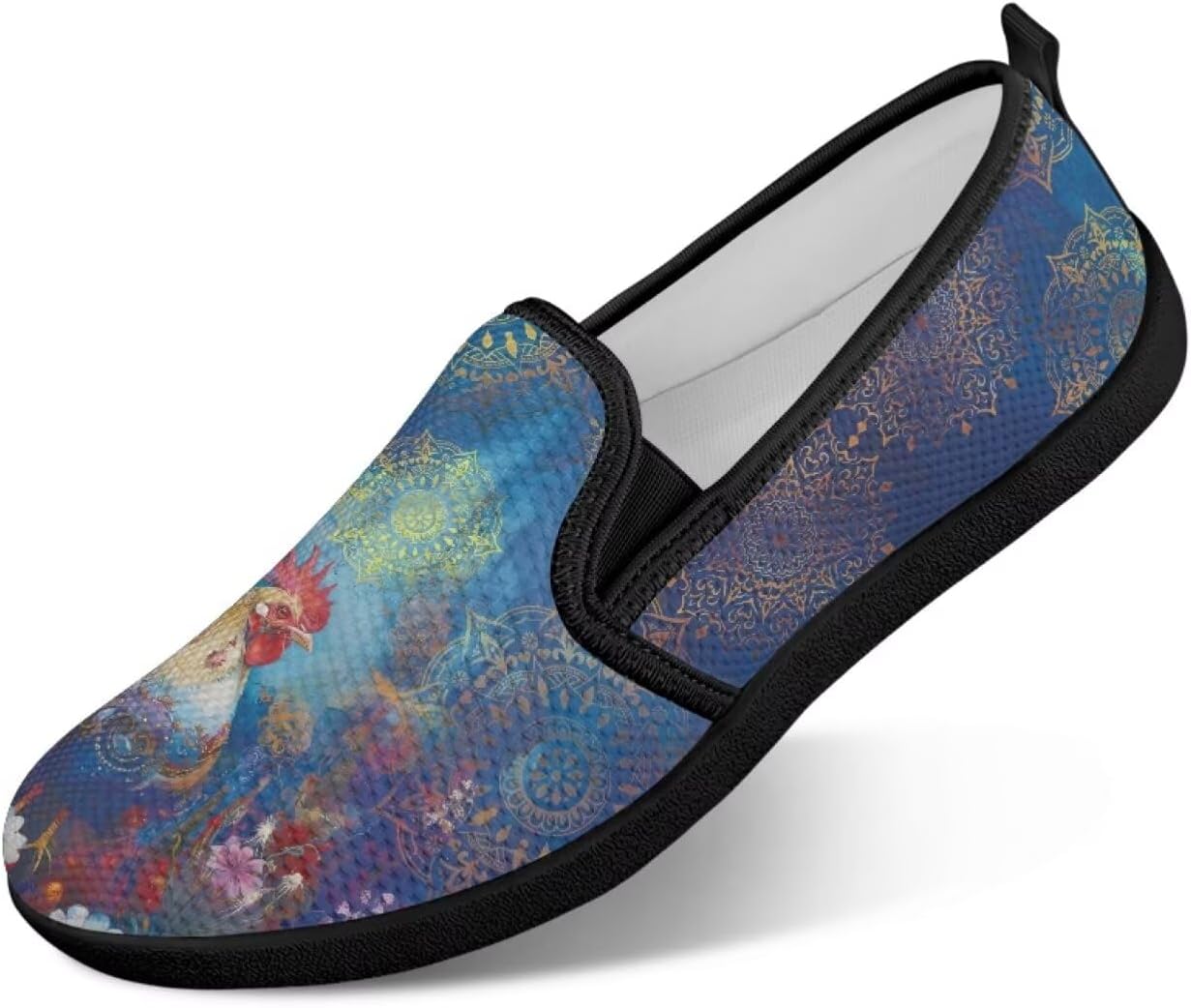 

Мужские прогулочные кроссовки без шнурков, удобные, модные, повседневные кроссовки, дышащая сетка, для фитнеса и тренировок, легкие, размеры США 4-9 Twousenru, Rooster & Boho Floral