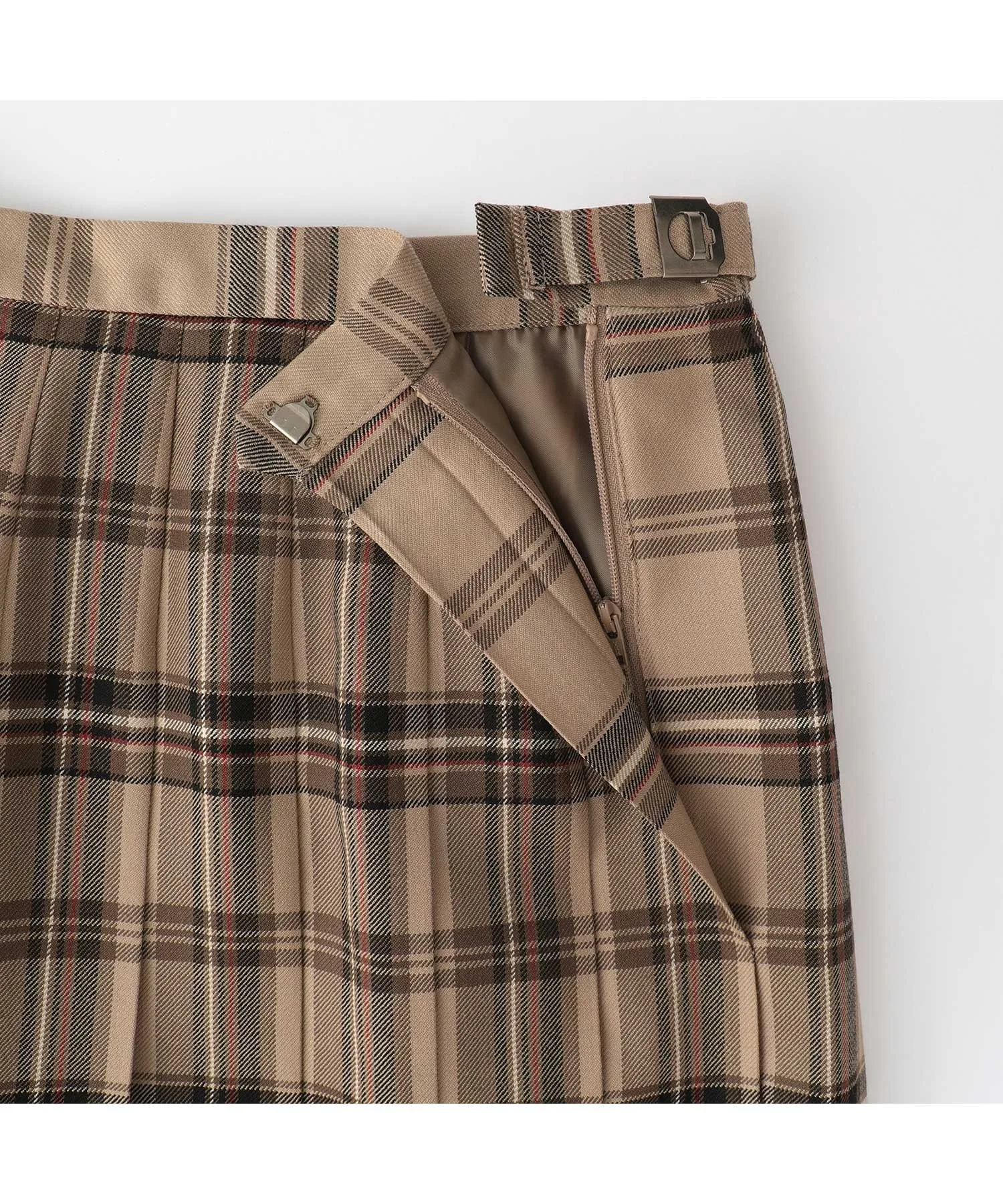 Юбка из шерсти Tartan Check с вышивкой Goddess EASTBOY бежевая — фото 3