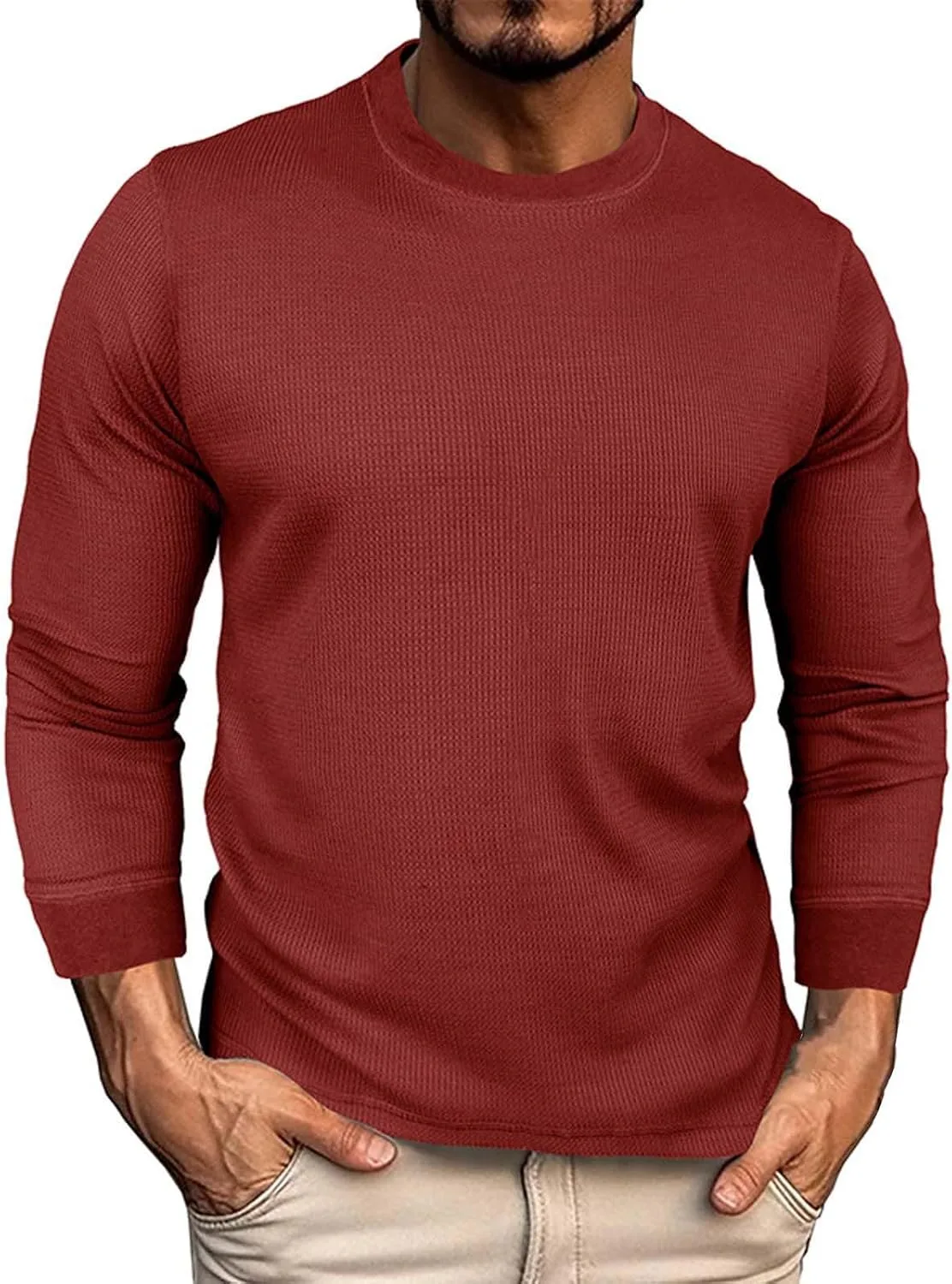 

Мужская футболка с длинным рукавом waffle cotton slim fit xoxingysm
