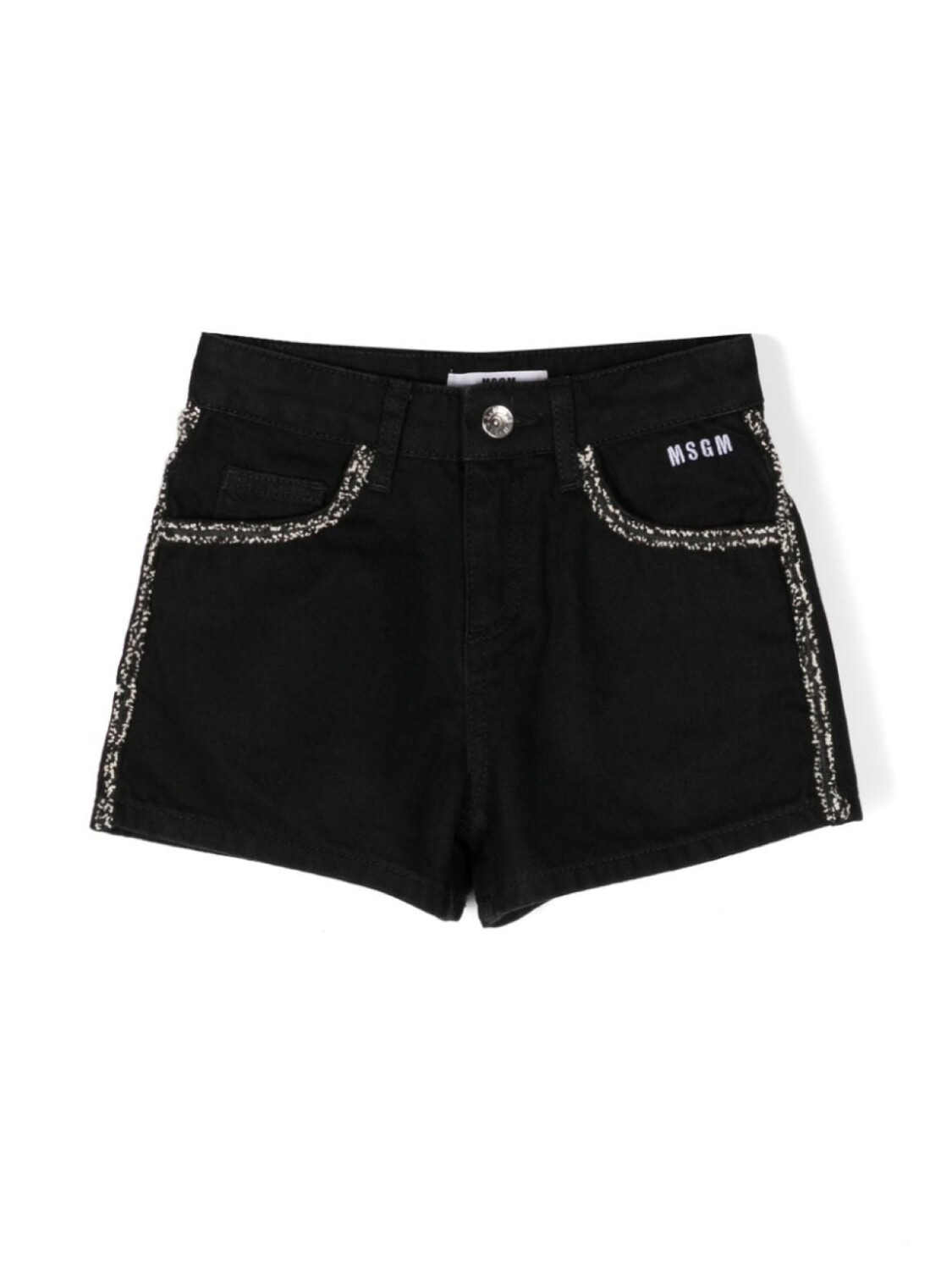 

MSGM Kids джинсовые шорты с контрастной отделкой, черный