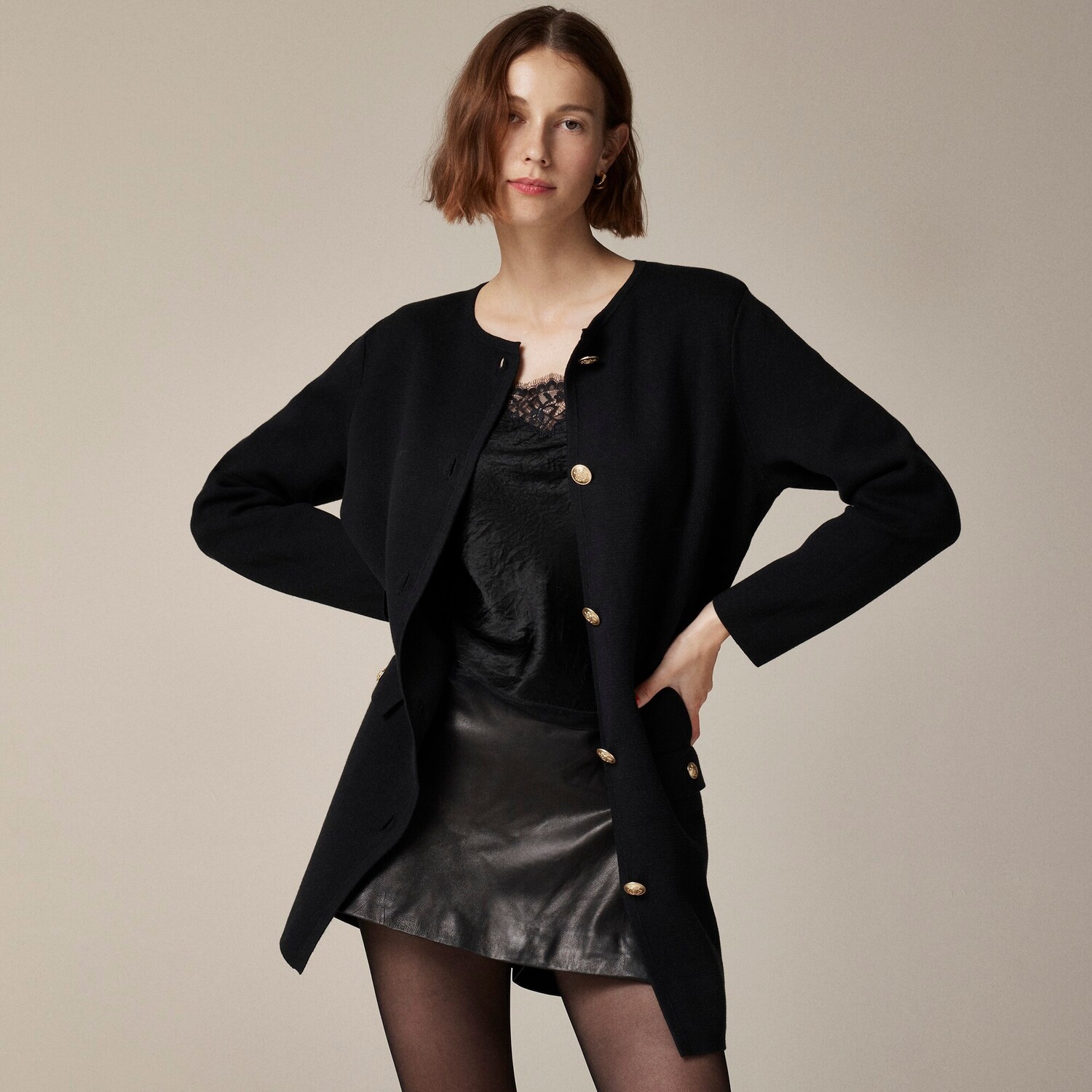

Длинный свитер-пиджак «Жизель» J.Crew, черный