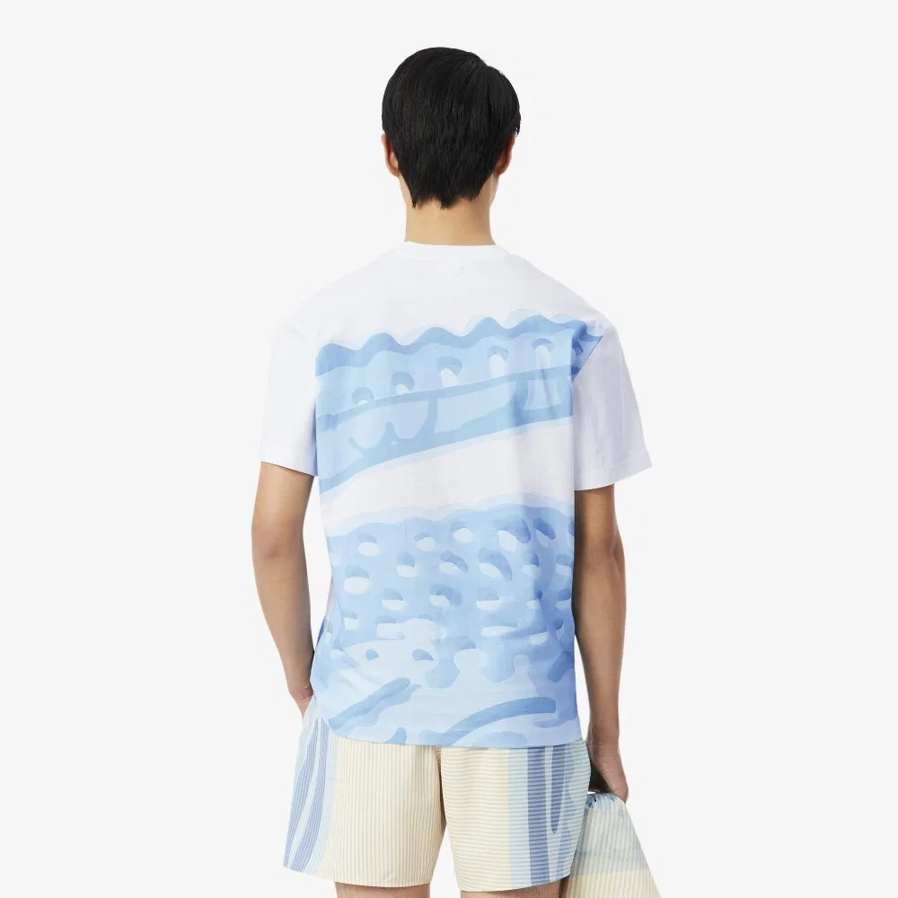 Футболка мужская Lacoste с графическим принтом аллигатора, белый — фото 3