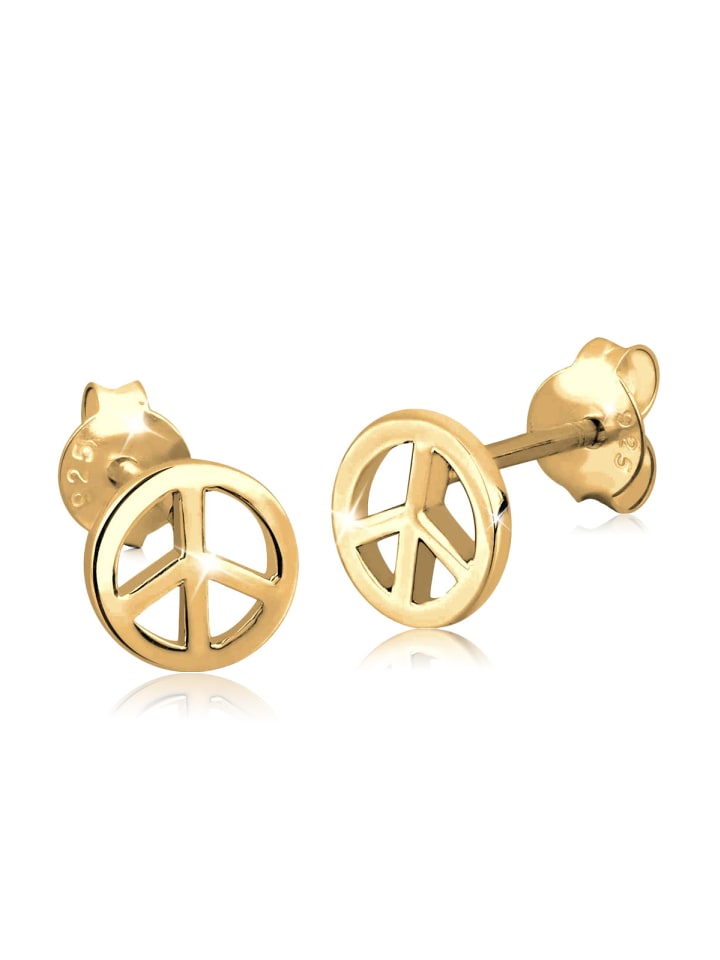 

Elli Серьги из серебра 925 пробы с изображением знака мира в золотом исполнении